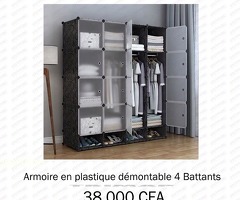 Armoire en plastique démontable 4 battants