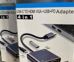 ADAPTATEUR USB-C 4 en 1 - HDMI, VGA, USB 3.0, PD (Power Delivery) - Support 4K