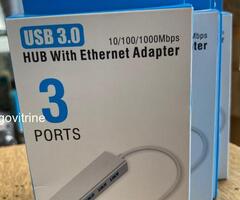 Hub USB 3.0 avec Adaptateur Ethernet – 3 Ports