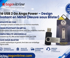 Clé USB 2 Go Ango Power – Design Pivotant en Métal (Neuve sous Blister)