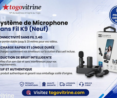 Micro-Cravate Sans Fil K9 Wireless Microphone – Réduction de Bruit (Neuf)