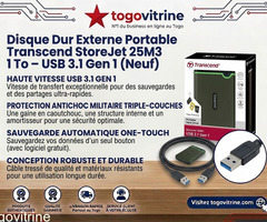 Disque Dur Externe Portable Transcend StoreJet 25M3 1 To – USB 3.1 Gen 1 (Neuf)