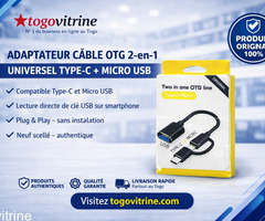 Adaptateur Câble OTG 2-en-1 Universel Type-C + Micro USB – Lecture Clé USB sur Smartphone (Neuf)