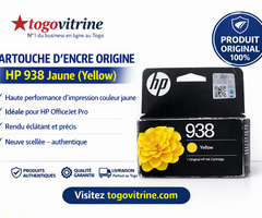 Cartouche d'Encre Origine HP 938 Jaune (Yellow) – Haute Performance & Rendu Éclatant (Neuf)
