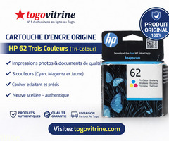 Cartouche d'Encre Origine HP 62 Trois Couleurs (Tri-Colour) – Impressions Photos & Documents (Ne