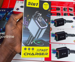 Chargeur Allume-Cigare 5-en-1 180W Ultra Rapide avec Affichage Numérique & Câbles Intégrés