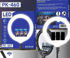 Ring Light Professionnel Grand Format 46cm / 18" PK-460 avec 3 Supports Smartphone & Télécommand