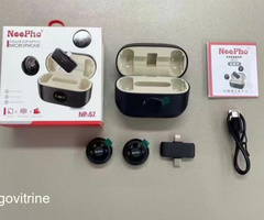 Kit Double Micro-Bouton Sans Fil NeePho NP-57 avec Boîtier de Recharge Écran Numérique