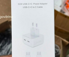 Chargeur Secteur Double Port USB-C 50W Fast Charger avec Câble Type-C vers Type-C