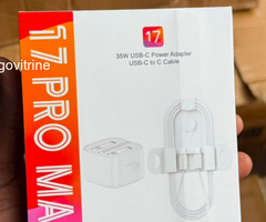 Chargeur Secteur Double Port USB-C 35W Fast Charger avec Câble USB-C vers USB-C (Série 17 Pro Max)