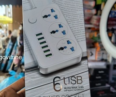 ???? Multiprise 3 Prises + 6 USB – K05 ⚡